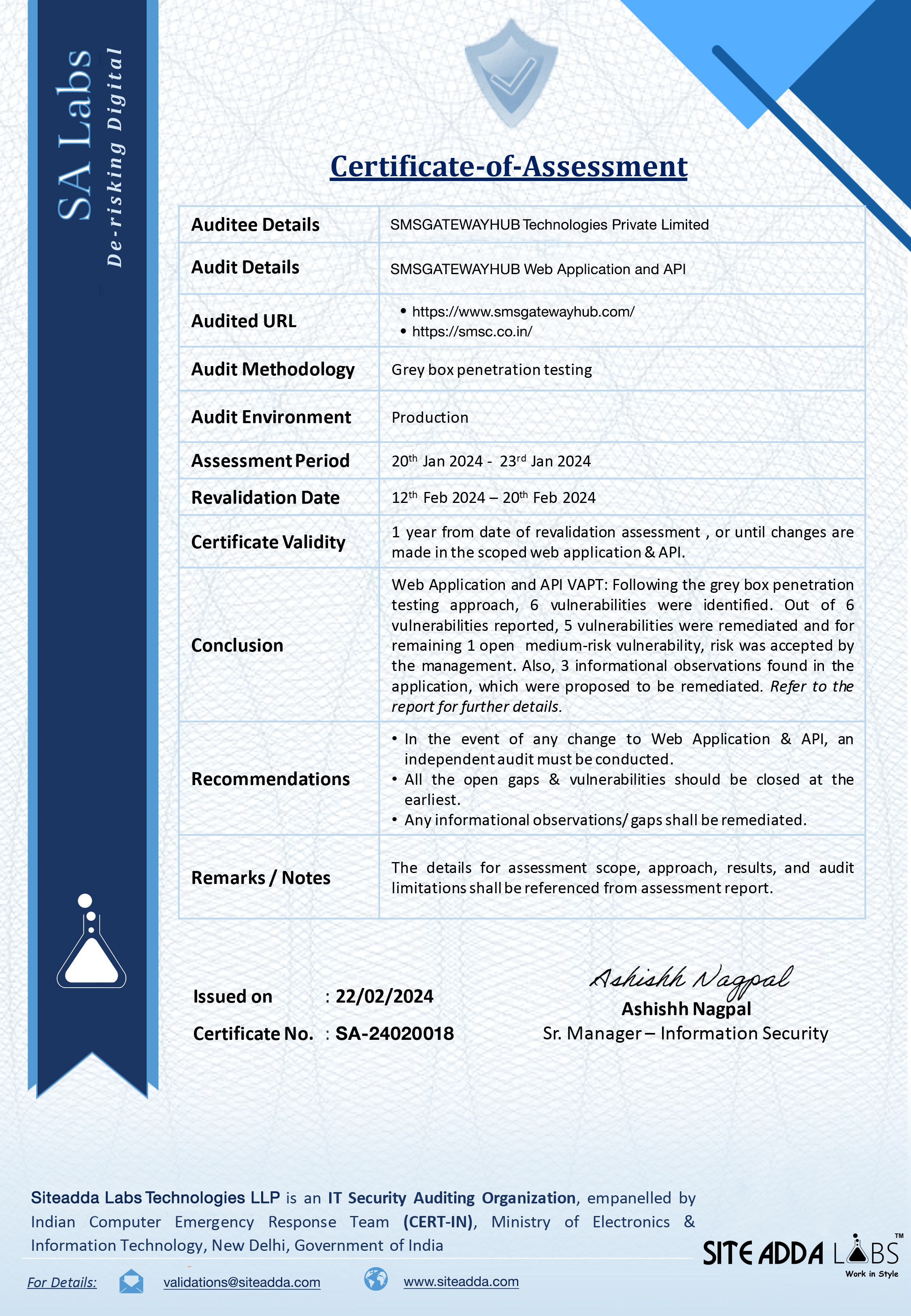 VAPT Certificate