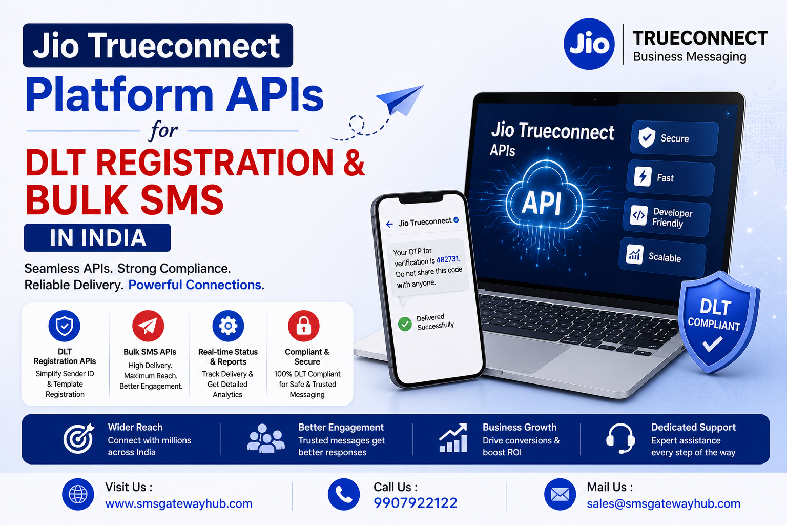 Jio Trueconnect Platform APIs for DLT Registration & Bulk SMS in India