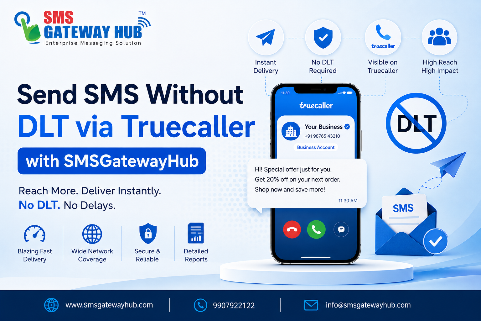 Send SMS Without DLT via Truecaller | SMSGatewayHub
