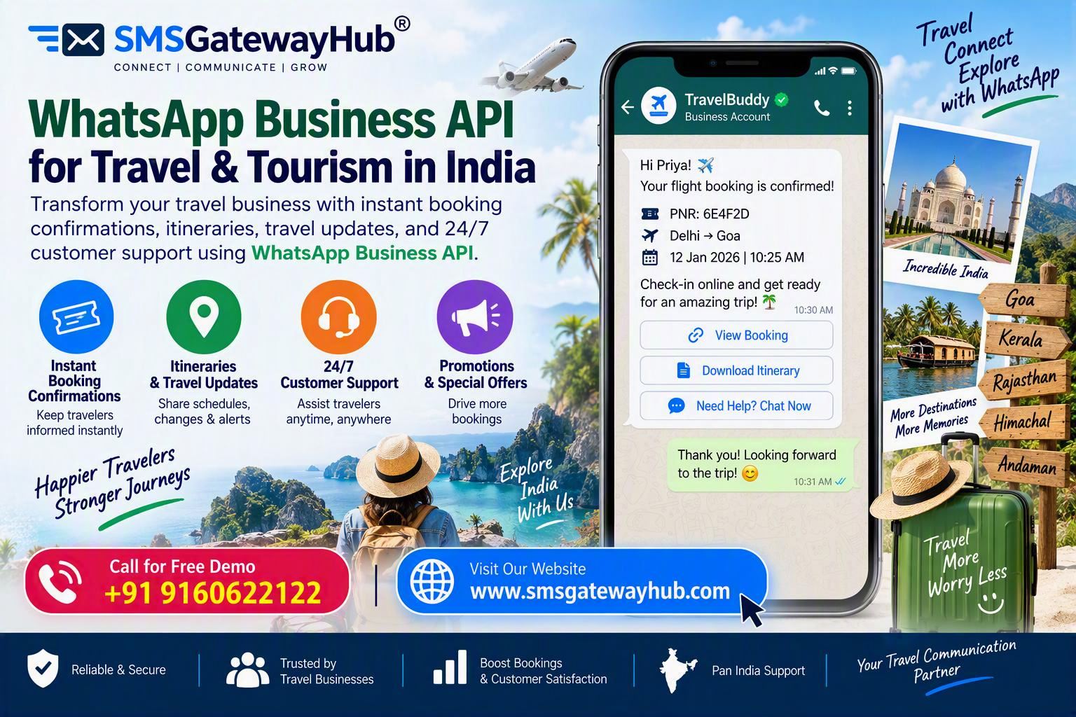 WhatsApp Business API for Travel Booking Confirmation and Support India